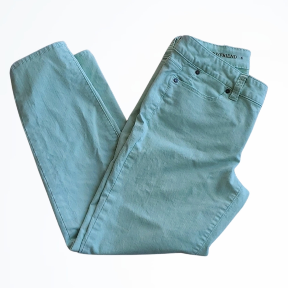 Talbots Light Sea Foam Green Flawless Mid Rise Boyfriend Fit Jeans Size 6